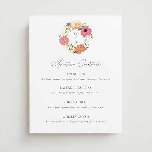 This is a tropical wedding signs with standard by Susan Moyal called timeless blooms printing on doublethick in 11x14