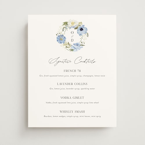 This is a azure wedding signs with standard by Susan Moyal called timeless blooms printing on doublethick in 11x14