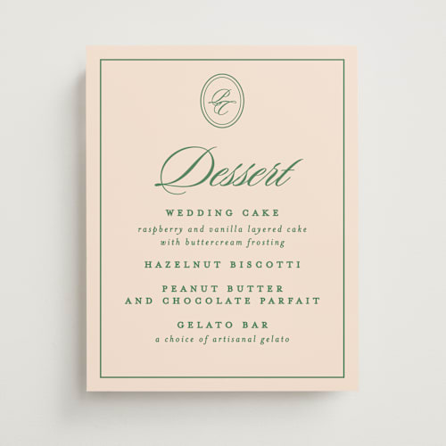 This is a emerald wedding signs with standard by Creo Study called scripted printing on doublethick in 11x14