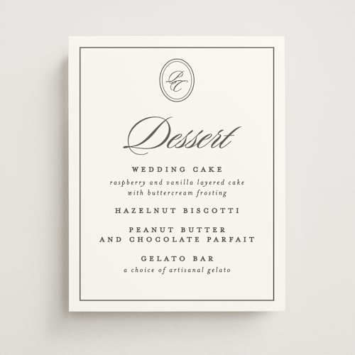 This is a noir wedding signs with standard by Creo Study called scripted printing on doublethick in 11x14