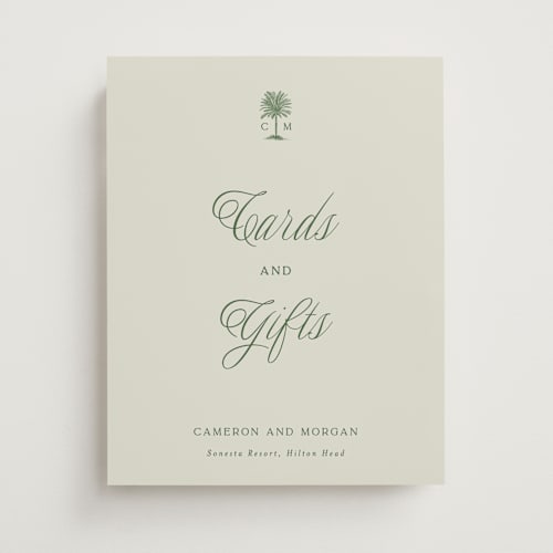 This is a sage wedding signs with standard by Bethan called tropical printing on doublethick in 11x14