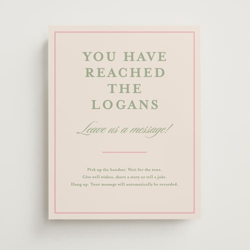 This is a peony wedding signs with standard by Creo Study called scripted printing on doublethick in 11x14