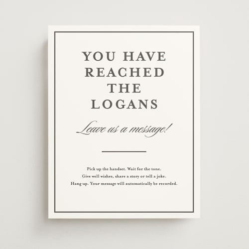 This is a noir wedding signs with standard by Creo Study called scripted printing on doublethick in 11x14