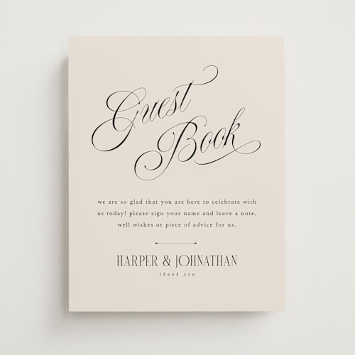 This is a linen wedding signs with standard by Kate Ahn called mirin printing on doublethick in 11x14