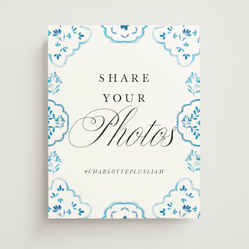This is a cerulean wedding signs with standard by Itsy Belle Studio called almafi printing on doublethick in 11x14