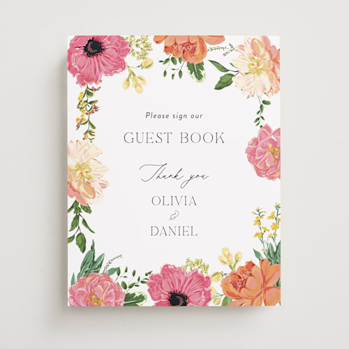 This is a tropical wedding signs with standard by Susan Moyal called timeless blooms printing on doublethick in 11x14