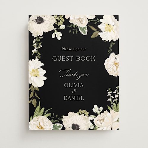 This is a tuxedo wedding signs with standard by Susan Moyal called timeless blooms printing on doublethick in 11x14