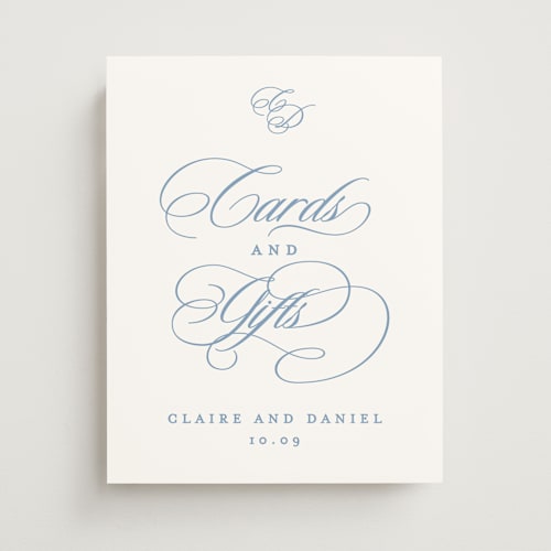 This is a sky wedding signs with standard by Creo Study called aristocratic printing on doublethick in 11x14