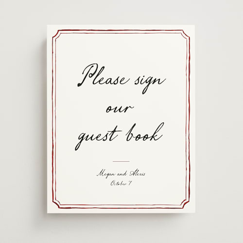 This is a wine wedding signs with standard by Cass Loh called handwritten printing on doublethick in 11x14