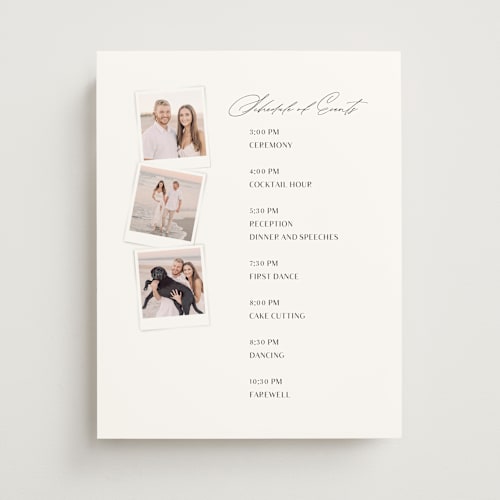 This is a pearl wedding signs with standard by Lori Wemple called polaroids printing on premium sign board in 11x14