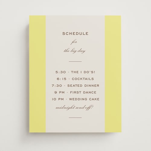 This is a limone wedding signs with standard by Megan Davis called campania printing on premium sign board in 11x14