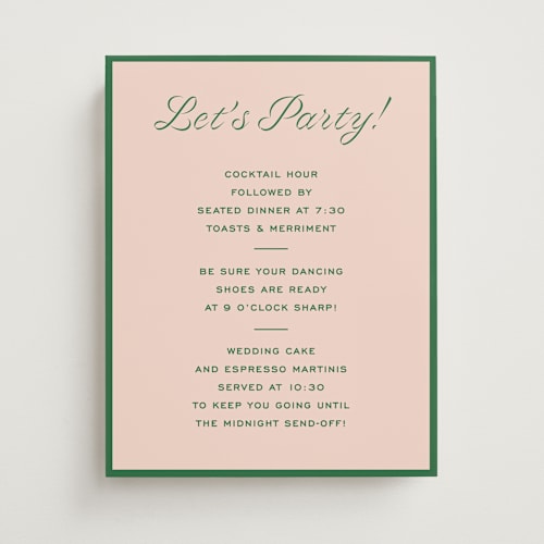 This is a peach wedding signs with standard by Megan Davis called cotillion printing on premium sign board in 11x14