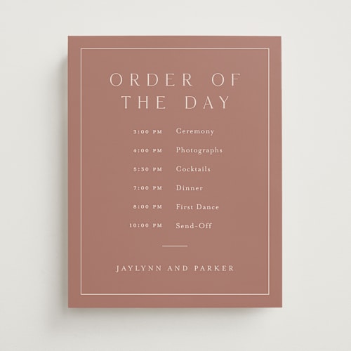 This is a dusty rose wedding signs with standard by Stacey Meacham called warm affection printing on premium sign board in 11x14