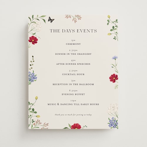 This is a elder flower wedding signs with standard by Sarah Knight called wild meadow printing on premium sign board in 11x14