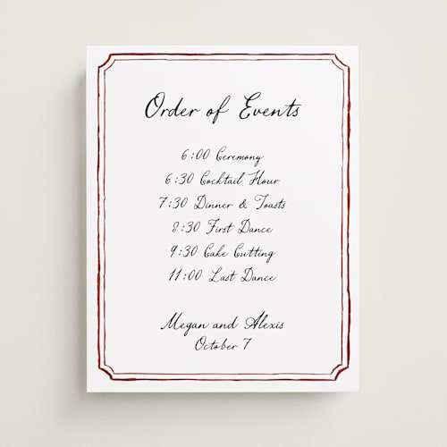 This is a wine wedding signs with standard by Cass Loh called handwritten printing on premium sign board in 11x14