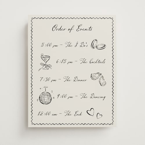 This is a rock wedding signs with standard by Pati Cascino called puglia printing on premium sign board in 11x14