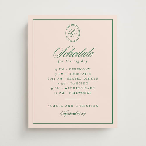 This is a emerald wedding signs with standard by Creo Study called scripted printing on premium sign board in 11x14