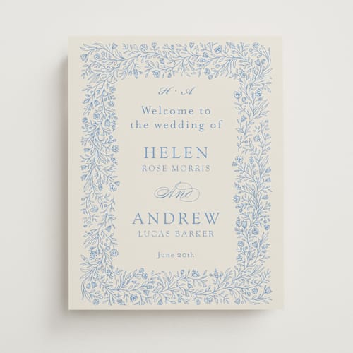 This is a sky wedding signs with standard by Dana Duricekova called florals printing on premium sign board in 11x14