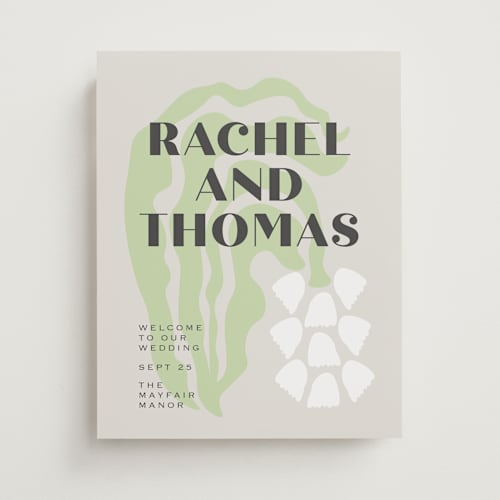 This is a daisy wedding signs with standard by Laura Hamm called block print printing on doublethick in 11x14