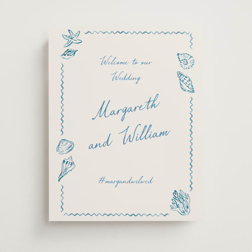 This is a ocean wedding signs with standard by Pati Cascino called puglia printing on premium sign board in 11x14