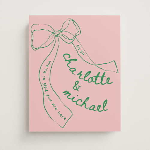 This is a trawberry wedding signs with standard by Vera Lim called just the ribbon printing on premium sign board in 11x14