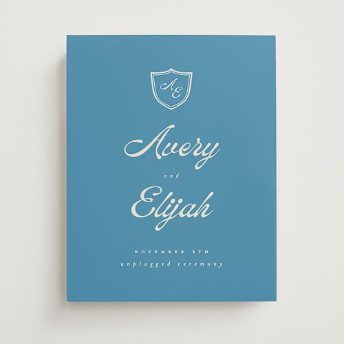 This is a cornflower wedding signs with standard by Morgan Kendall called prep school printing on premium sign board in 11x14