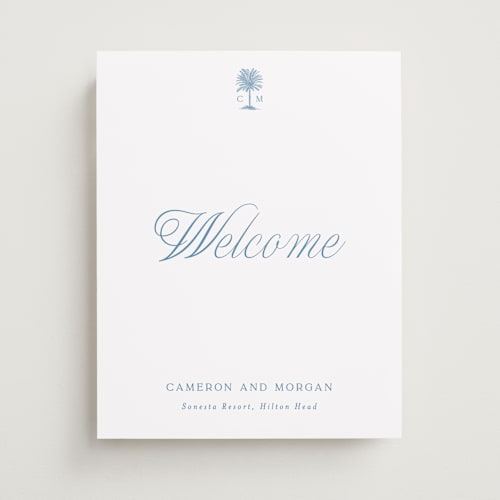 This is a ocean wedding signs with standard by Bethan called tropical printing on premium sign board in 11x14