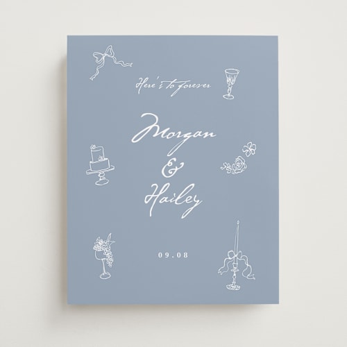 This is a ocean breeze wedding signs with standard by Cass Loh called handdrawn little things printing on premium sign board in 11x14