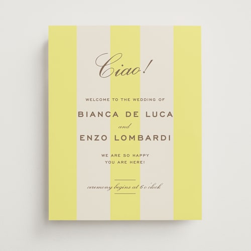 This is a limone wedding signs with standard by Megan Davis called campania printing on premium sign board in 11x14