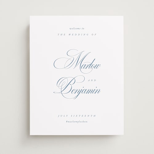 This is a ocean wedding signs with standard by Kelly Schmidt called chic script printing on premium sign board in 11x14