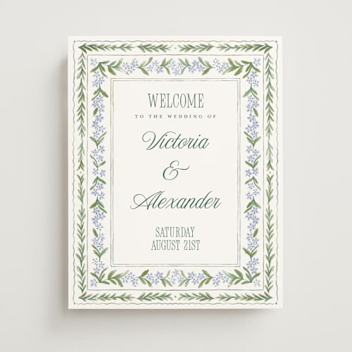 This is a wisteria wedding signs with standard by Jenna Holcomb called vintage sketched printing on premium sign board in 11x14