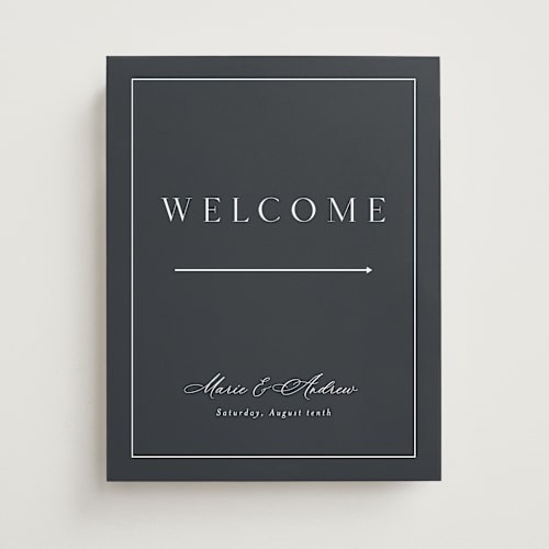 This is a midnight wedding signs with standard by Nicole Walsh called refined printing on premium sign board in 11x14