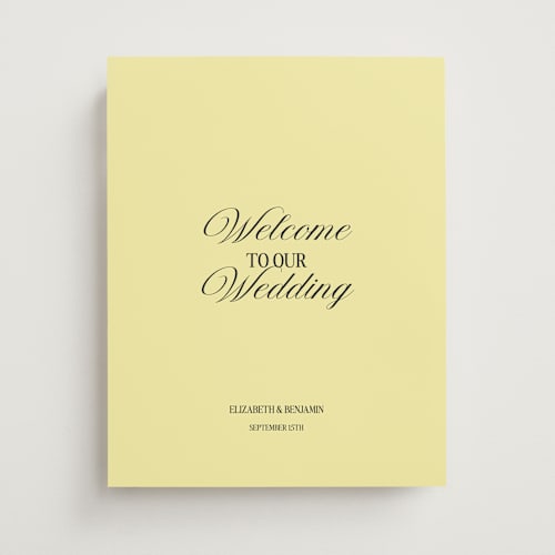 This is a butter wedding signs with standard by Helena Vitto called the eternal printing on premium sign board in 11x14