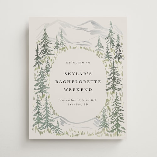 This is a forest wedding signs with standard by Petra Kern called paradise printing on premium sign board in medium