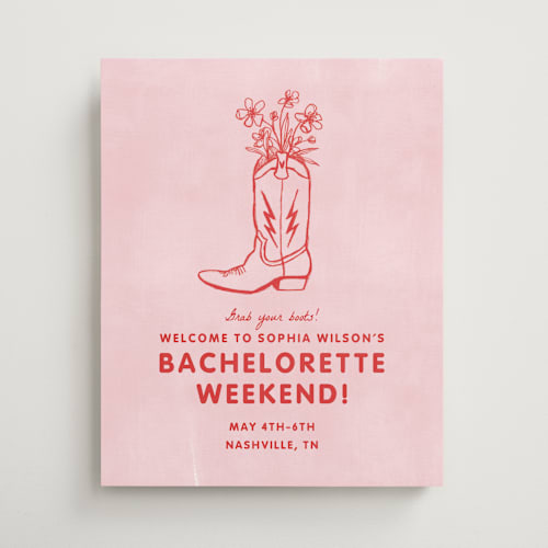 This is a strawberry wedding signs with standard by Erin Kessler called party boots printing on premium sign board in medium