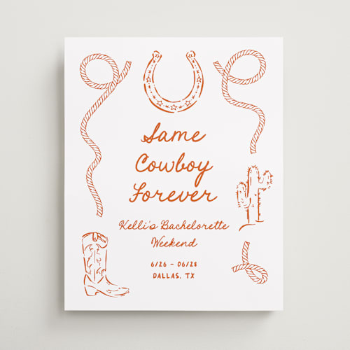 This is a bronco wedding signs with standard by Claudia Orengo called western printing on premium sign board in medium