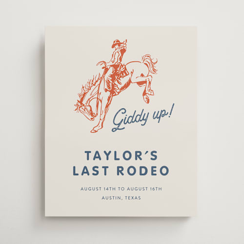 This is a cobalt wedding signs with standard by Erin Hodges called giddy up printing on premium sign board in medium