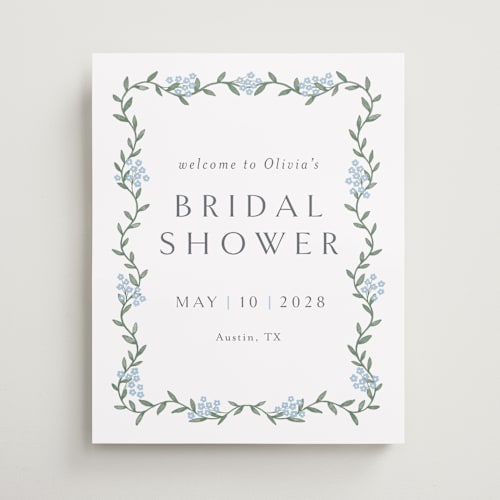 This is a sky wedding signs with standard by Christy Hy Lee called simple garland printing on premium sign board in medium