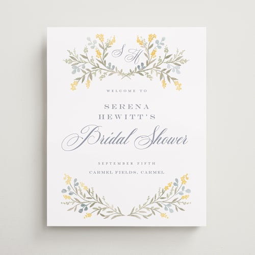 This is a spring wedding signs with standard by Petra Kern called monogrammed printing on premium sign board in medium