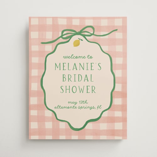 This is a strawberry matcha wedding signs with standard by Vera Lim called lemonade printing on premium sign board in medium
