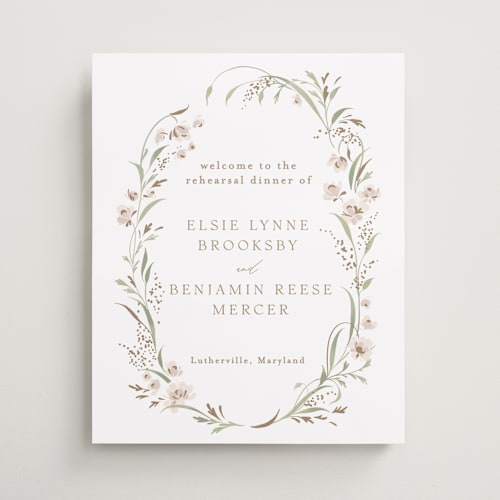 This is a spring mist wedding signs with standard by Erin L. Wilson called meadow printing on premium sign board in medium