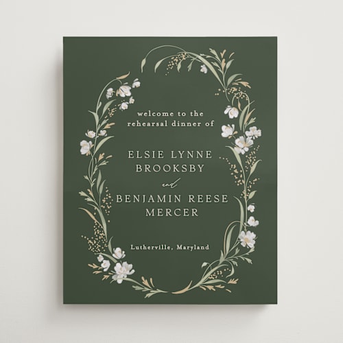 This is a forest floor wedding signs with standard by Erin L. Wilson called meadow printing on premium sign board in medium