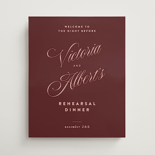 This is a burgundy wedding signs with standard by Nazia Hyder called museum printing on premium sign board in medium