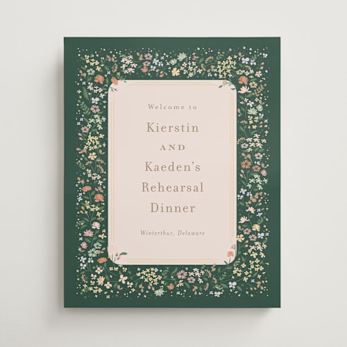 This is a emerald wedding signs with standard by Jennifer Wick called esther's garden printing on premium sign board in medium