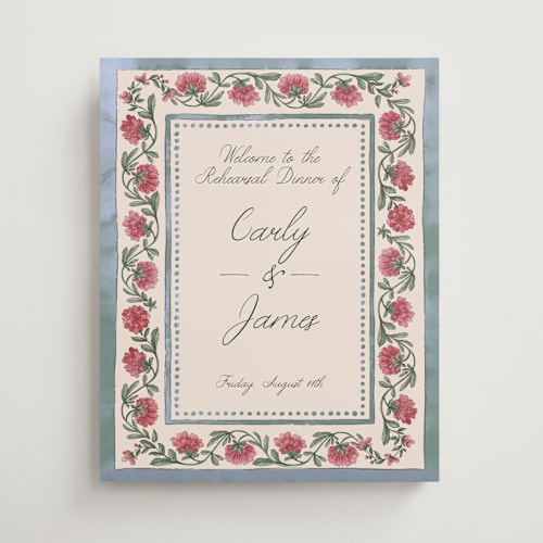 This is a berry wedding signs with standard by Chris Griffith called wedding tapestry printing on premium sign board in medium