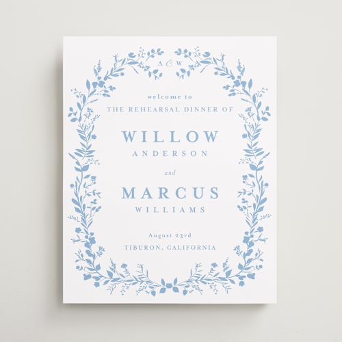 This is a bluebell wedding signs with standard by Susan Moyal called greenery vine printing on premium sign board in medium