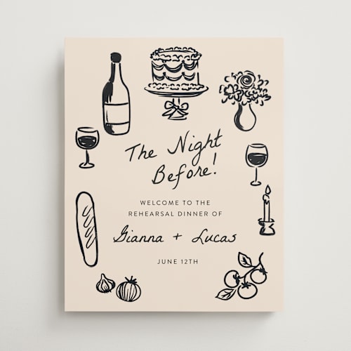 This is a papyrus wedding signs with standard by Itsy Belle Studio called the night before printing on premium sign board in medium