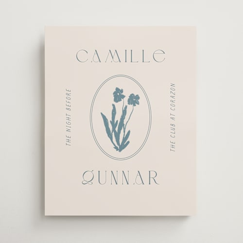 This is a french blue wedding signs with standard by Alaina Cherup called la graine printing on premium sign board in medium