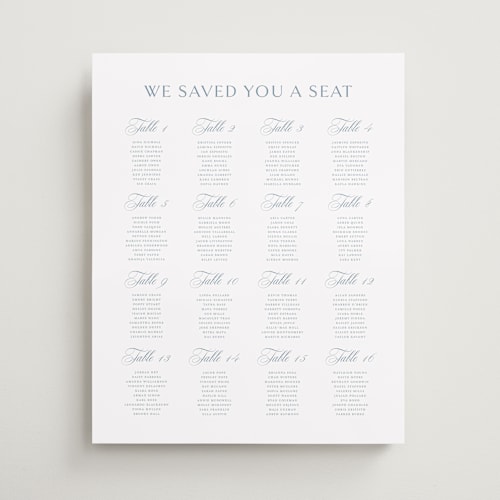 This is a dusty blue wedding signs with standard by Jennifer Postorino called coastal charm printing on premium sign board in 16x20