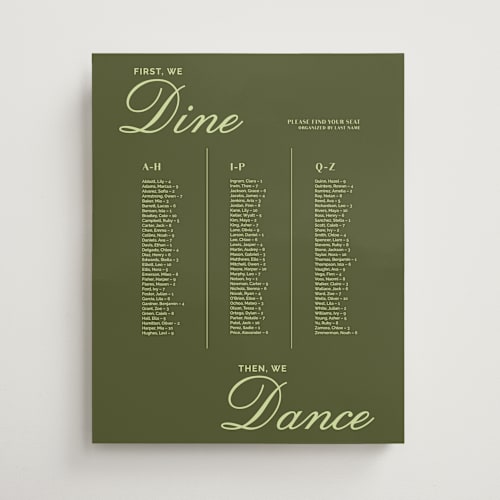 This is a olive and honey dew wedding signs with standard by Kelley McQuillen called cafe matrimony printing on premium sign board in 16x20